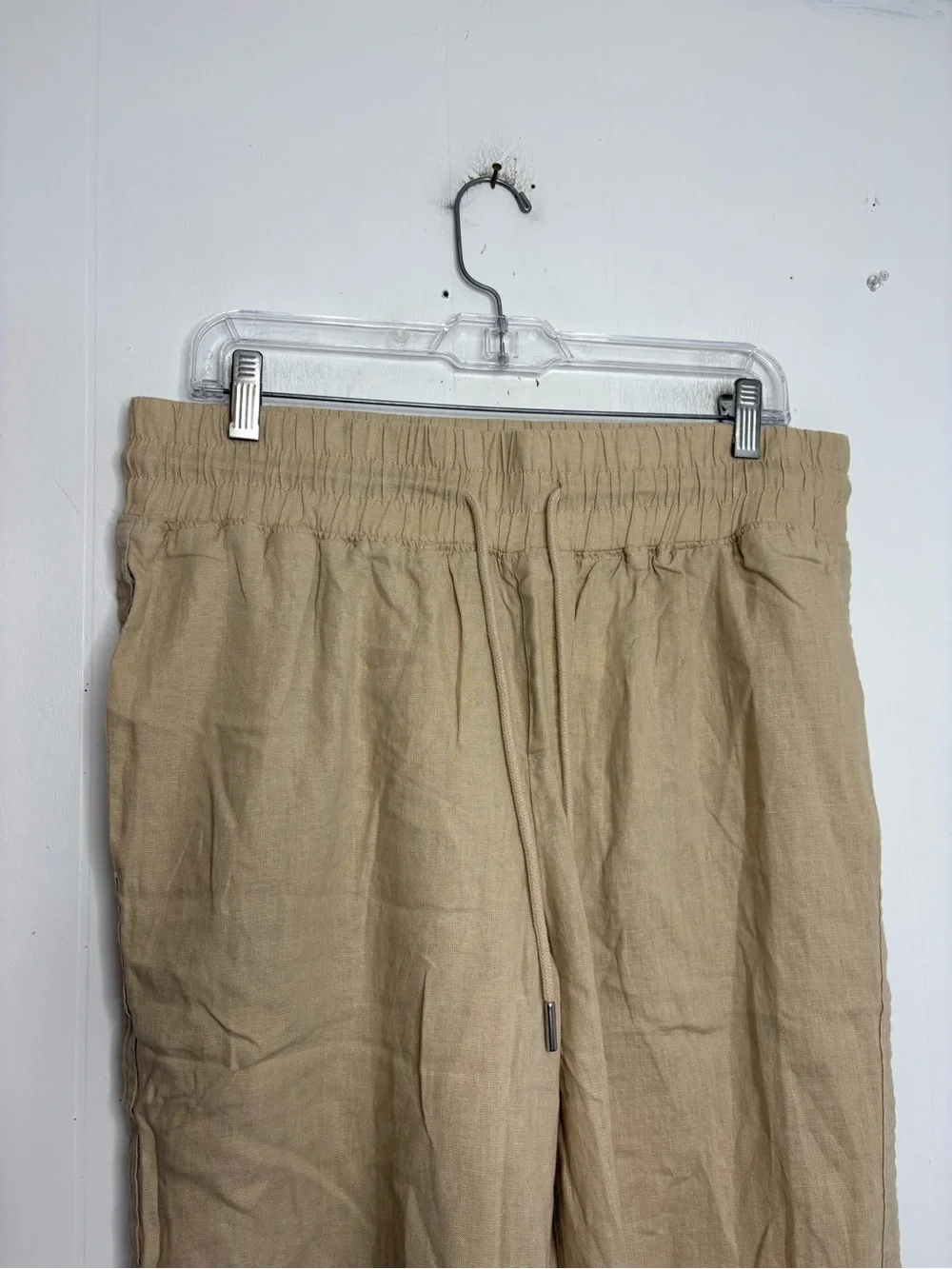 Quince Pants Womens L Pull ON European Flax Linen Wide Leg Neutral Sustainable